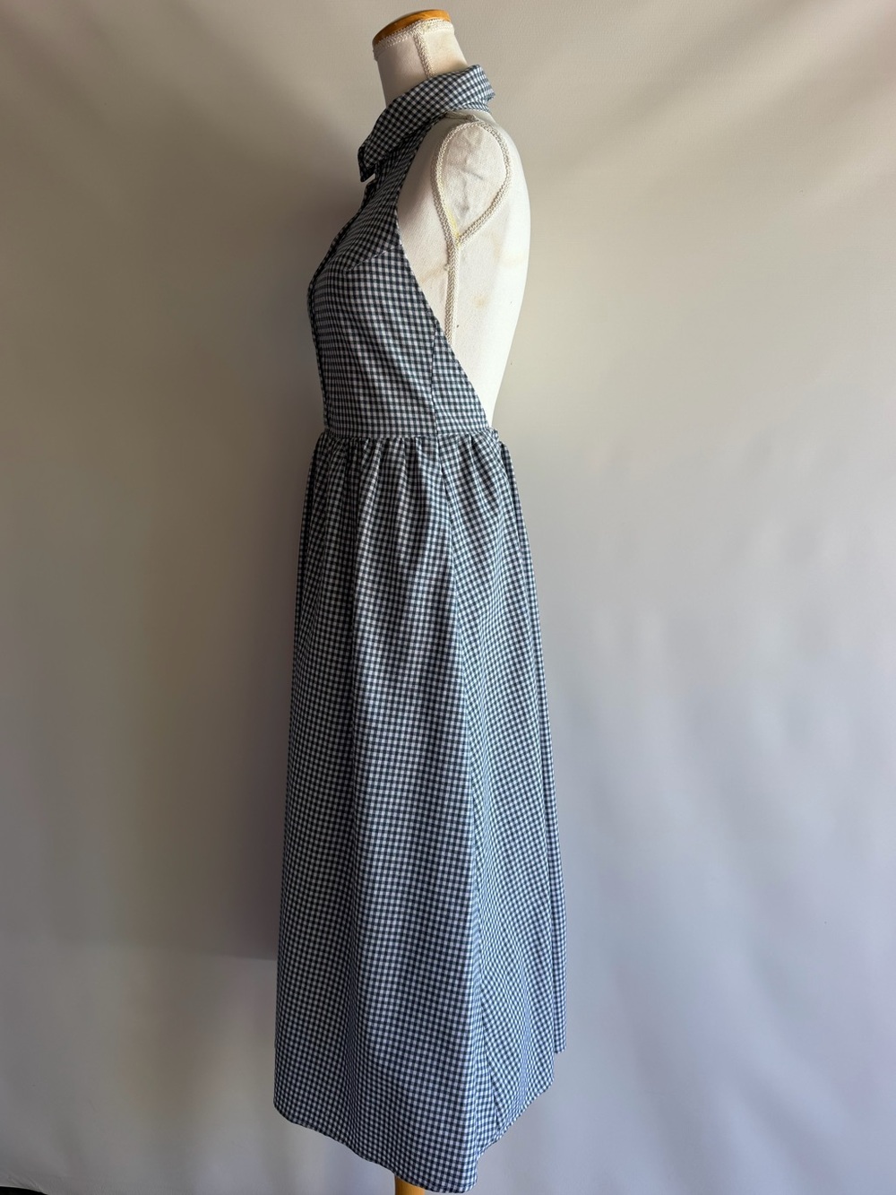 Olivaceous Halter neck Gingham Midi Dress - sz S - Picture 4 of 6